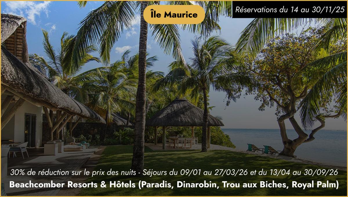 Offre Spéciale Black Friday - Beachcomber Resorts & Hôtels (Paradis, Dinarobin, Trou aux Biches, Royal Palm)